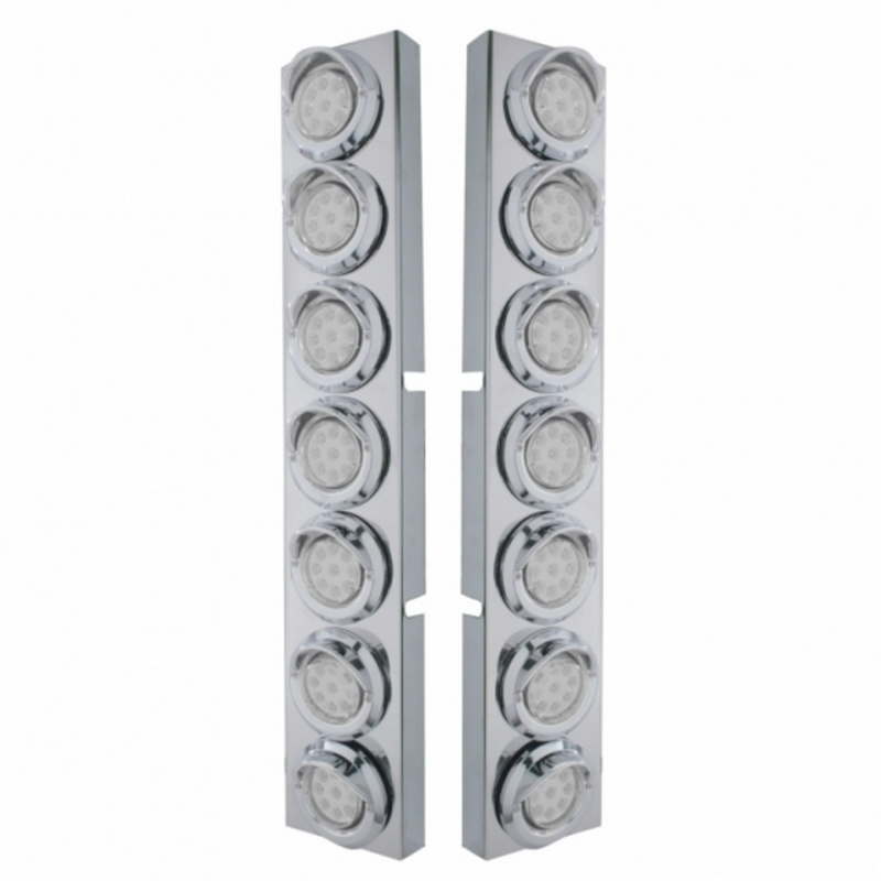 United Pacific SS Front Air Cleaner Bracket With 14X 9 Amber LED 2" Reflector Lights & Visors For KW Trucks-Clear Lens 33627