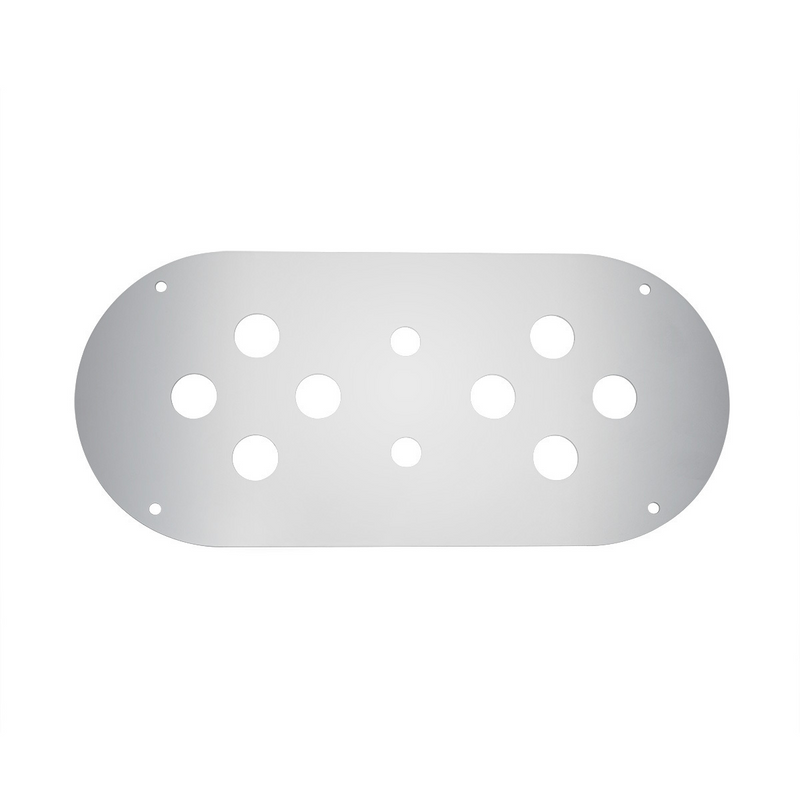 United Pacific Stainless Steel Above Door Dome Light Plate With 8 x 3/4" Mini Light Cutouts For Kenworth & Peterbilt Trucks 34026