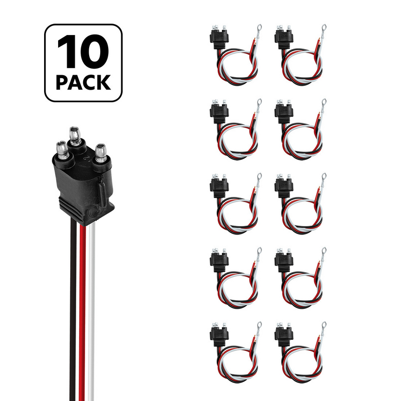 United Pacific 3 Wire Pigtail With 3 Prong Straight Plug 12" Lead (10-Pack) 34212P10