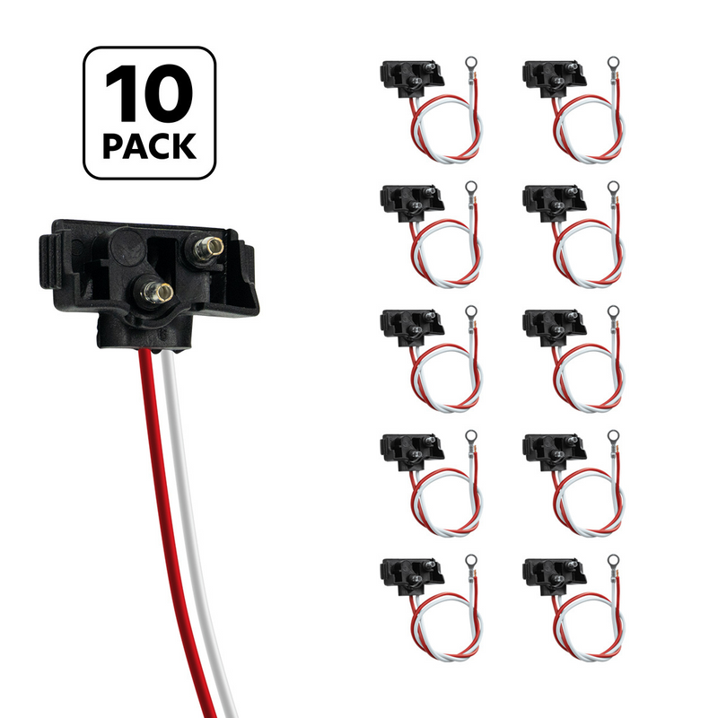 United Pacific 2 Wire Pigtail With 2 Prong Right Angle Plug 12" Lead (10-Pack) 34215P10