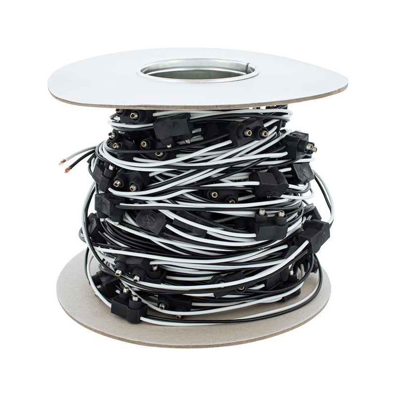 United Pacific 100 Count 2-Prong Male Bullet Plugs 16G Wire Harness Roll 100' W/12" Lead Between Plugs 34241