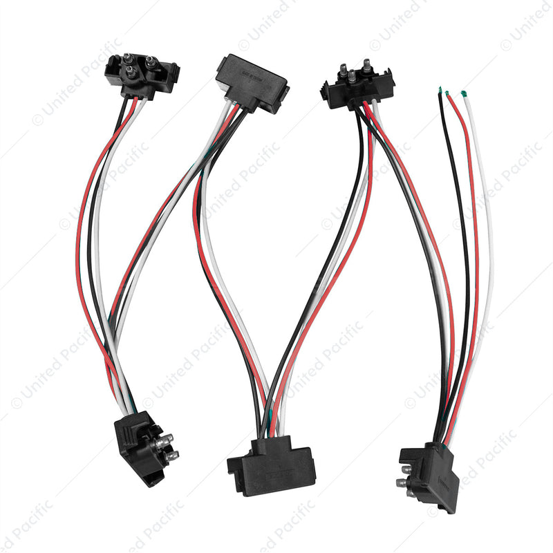 United Pacific 6 Count 3-Prong Male Right Angle Bullet Plugs Wire Harness Roll - 7-1/2" Lead Between Plugs 34243-6