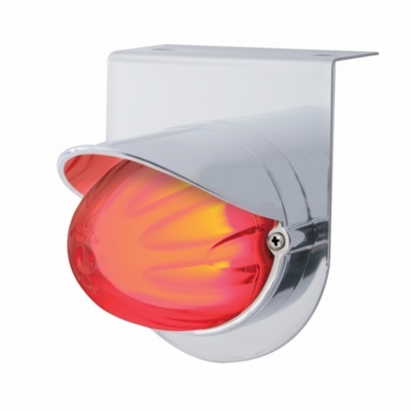 United Pacific Stainless Light Bracket With 9 LED Dual Function Watermelon GloLight & Visor Red LED/Clear Lens 34415