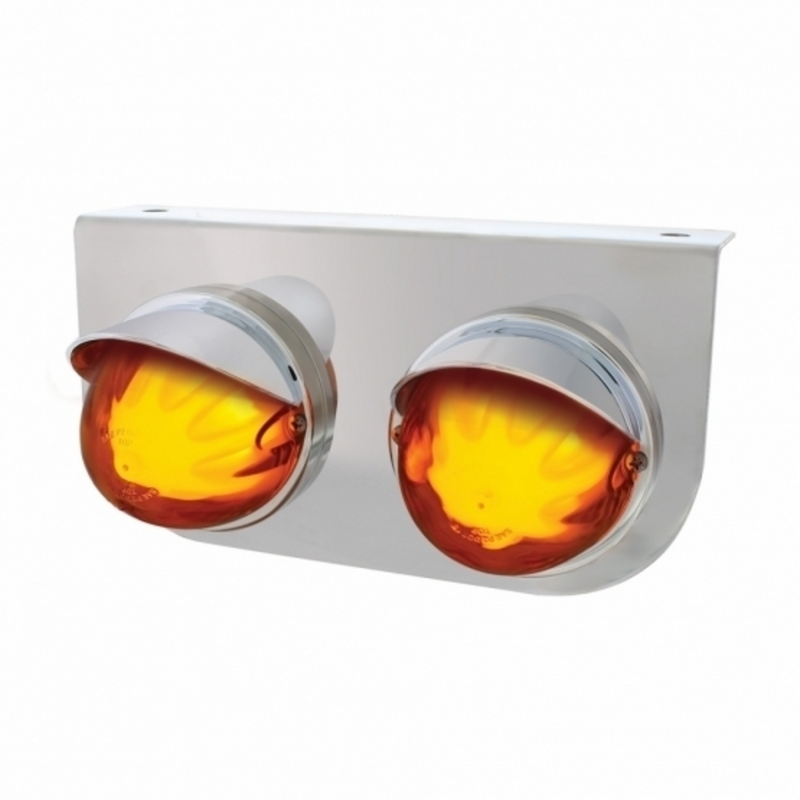 United Pacific SS Light Bracket With 2X 9 LED Dual Function Watermelon GloLight & Visors -Amber LED & Lens 34420
