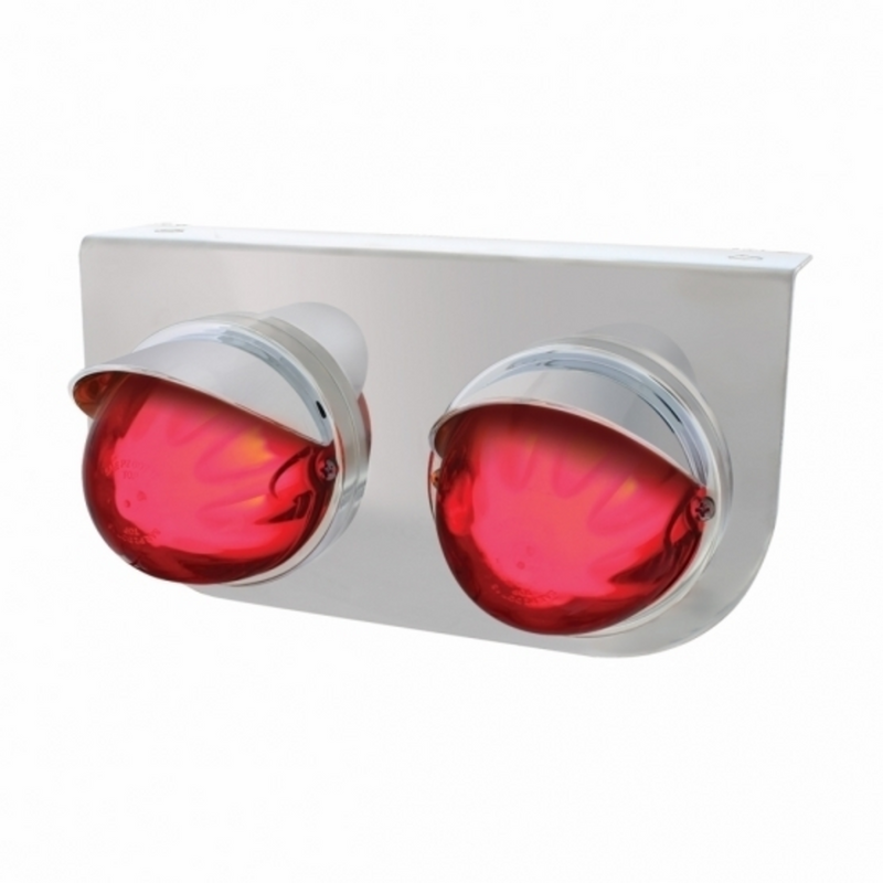 United Pacific SS Light Bracket With 2X 9 LED Dual Function Watermelon GloLight & Visors -Red LED & Lens 34421