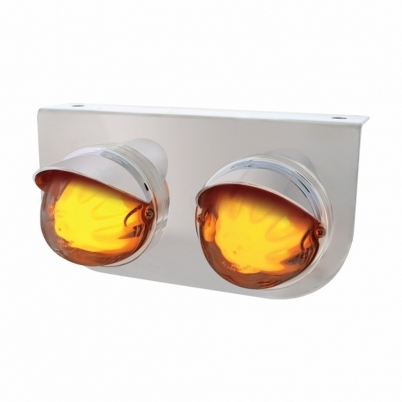 United Pacific SS Light Bracket With 2X 9 LED Dual Function Watermelon GloLight & Visors -Amber LED/ Clear Lens 34422