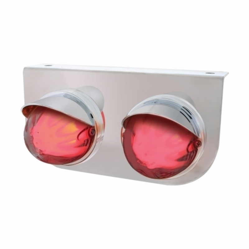 United Pacific SS Light Bracket With 2X 9 LED Dual Function Watermelon GloLight & Visors -Red LED/Clear Lens 34423