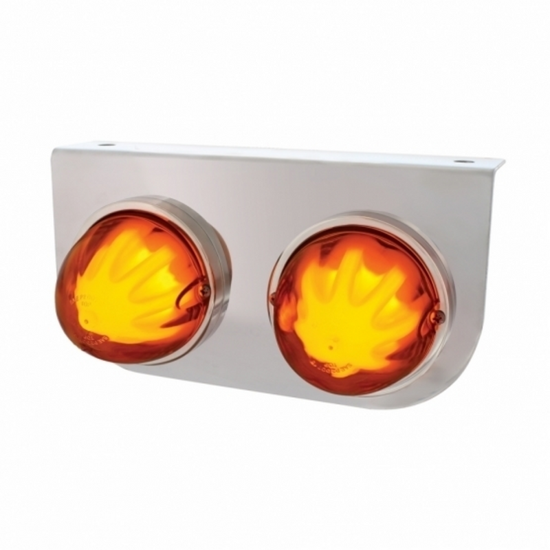 United Pacific Stainless Light Bracket With 2X 9 LED Dual Function Watermelon GloLight Amber LED/Amber Lens 34424