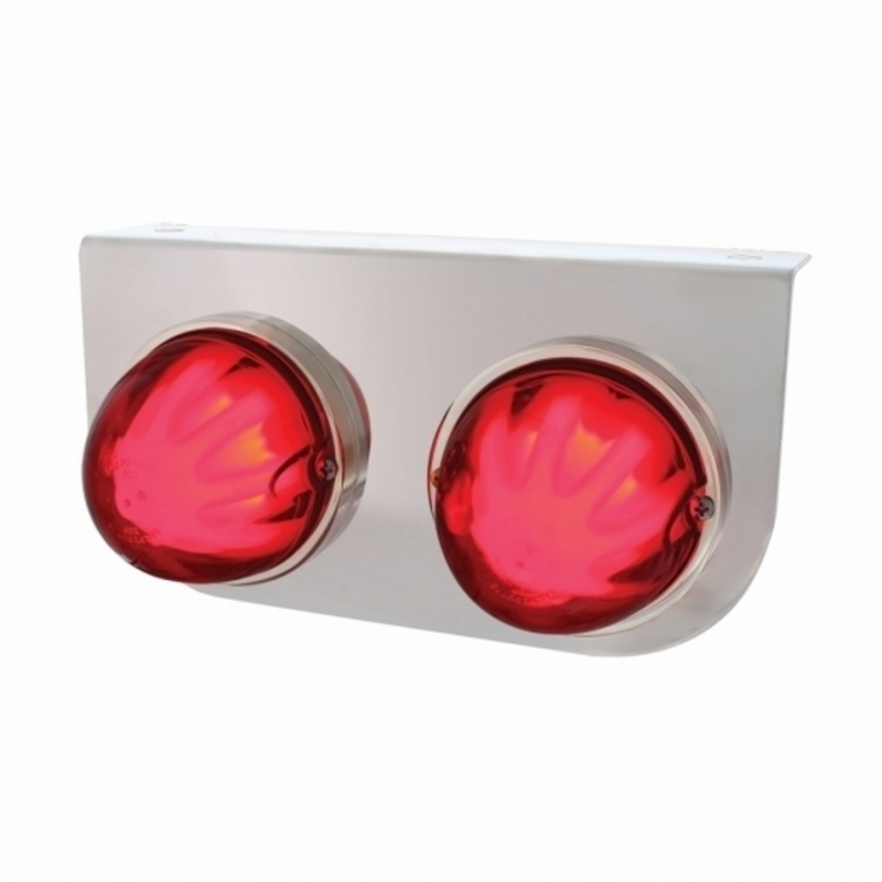 United Pacific Stainless Light Bracket With 2X 9 LED Dual Function Watermelon GloLight Red LED/ Red Lens 34425