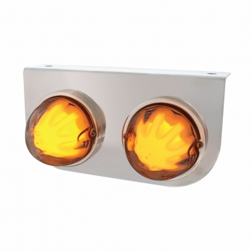 United Pacific Stainless Light Bracket With 2X 9 LED Dual Function Watermelon GloLight Amber LED/Clear Lens 34426