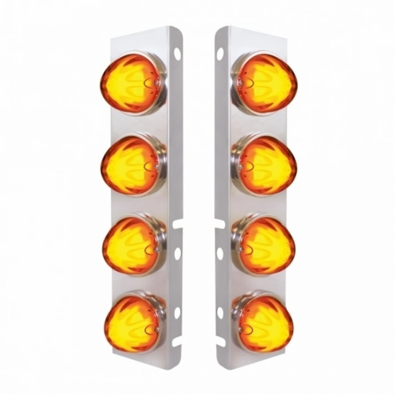 United Pacific SS Front Air Cleaner Bracket With 8X 9 Amber LED Watermelon GloLight For PB Trucks -Amber Lens 34434