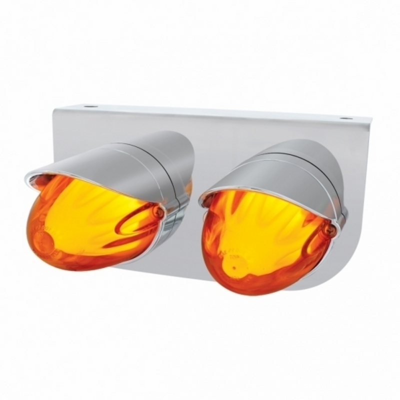 United Pacific SS Bracket With Two 9 LED Dual Function GloLight Watermelon Grakon 1000 Lights & Visors -Amber LED & Lens 34450