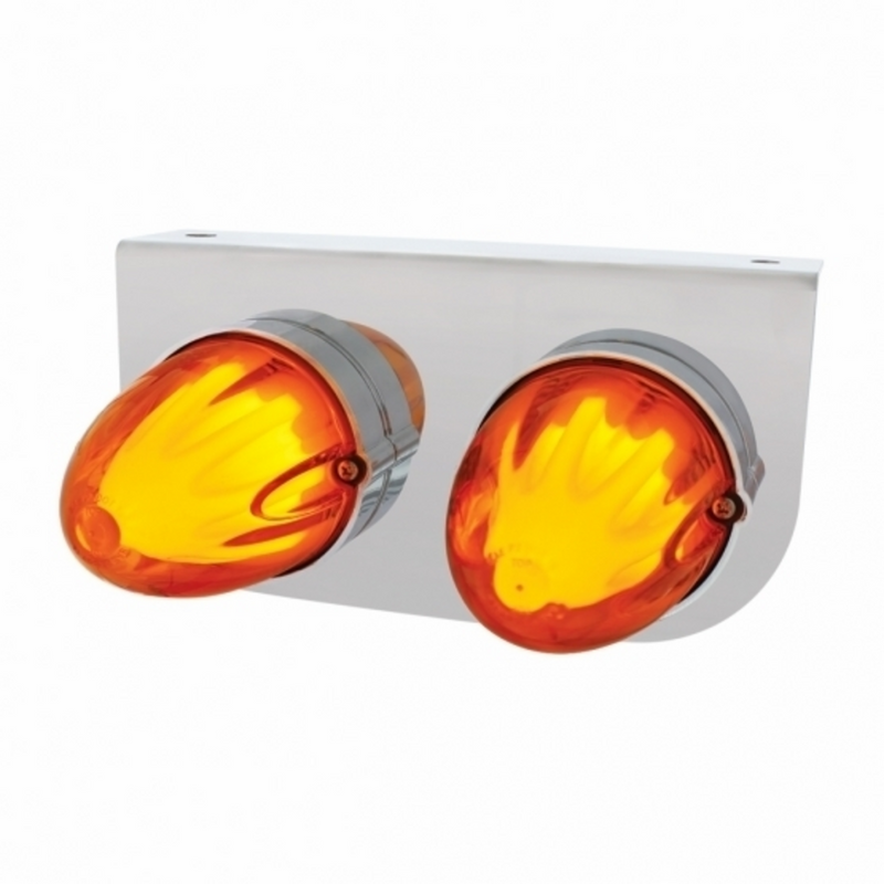 United Pacific Stainless Light Bracket With 2X 9 LED Dual Function Watermelon GloLight Amber LED/Amber Lens 34452