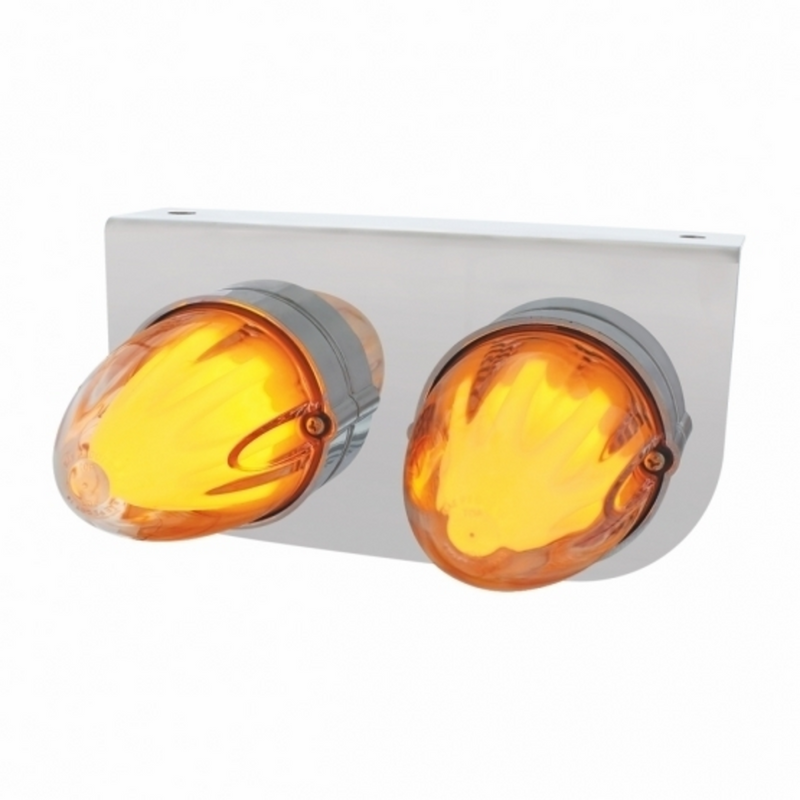 United Pacific Stainless Light Bracket With 2X 9 LED Dual Function Watermelon GloLight Amber LED/Clear Lens 34453