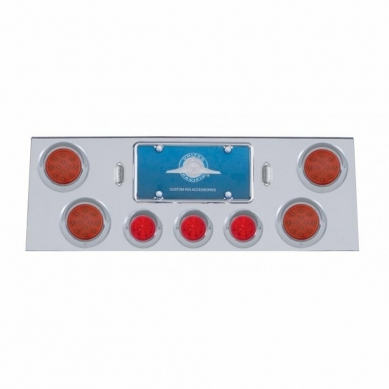 United Pacific SS Rear Center Panel +4X LED 4" Refl. Light & 3X LED 2.5" Beehive Light & Visor-Red LED & Lens 34505