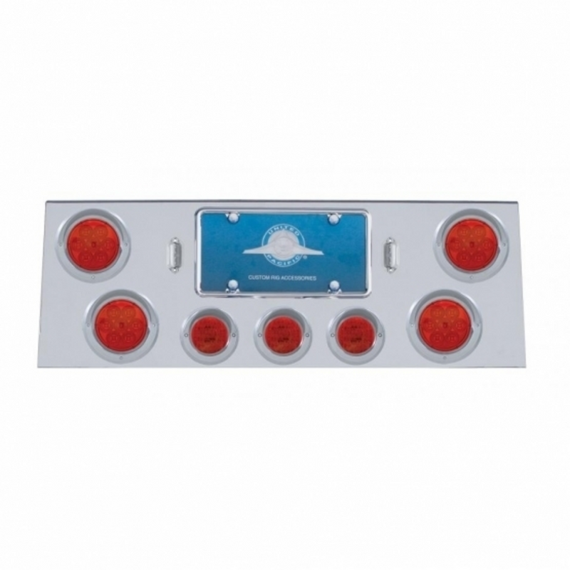United Pacific SS Rear Center Panel With 4X 7 LED 4" Reflector Light & 3X 13 LED 2.5" Light & Visor -Red LED & Lens 34562