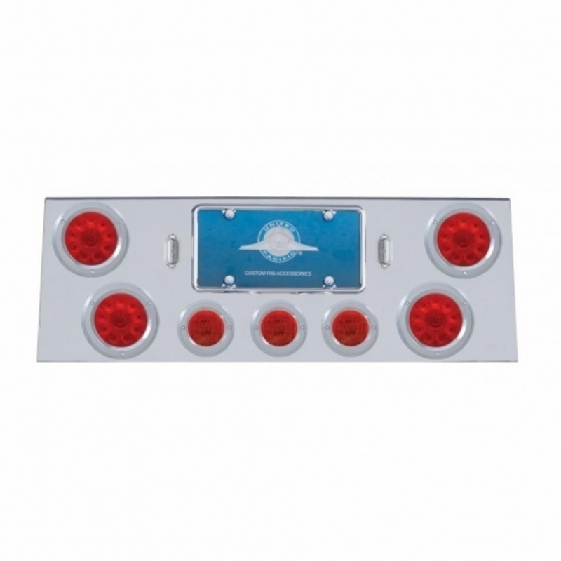 United Pacific SS Rear Center Panel With 4X 10 LED 4" Lights & 3X 13 LED 2.5" Lights & Bezel -Red LED & Lens 34600