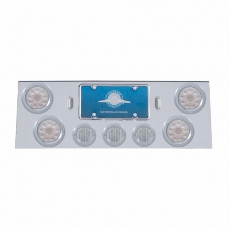 United Pacific SS Rear Center Panel With 4X 10 LED 4" Lights & 3X 13 LED 2.5" Lights & Bezel -Red LED/Clear Lens 34602