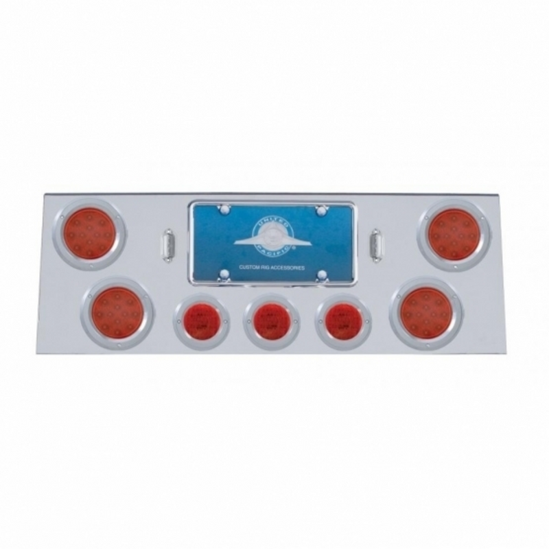 United Pacific SS Rear Center Panel With 4X 12 LED 4" Reflector Light & 3X 13 LED 2.5" Light & Bezel -Red LED & Lens 34604