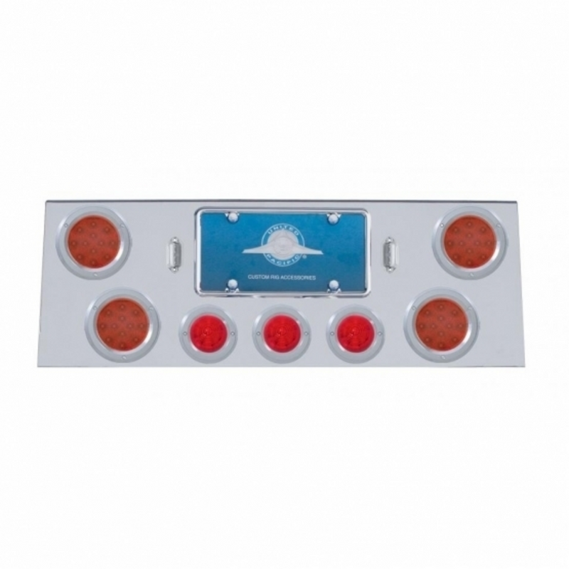 United Pacific SS Rear Center Panel +4X LED 4" Refl. Light & 3X LED 2.5" Beehive Light & Bezel-Red LED & Lens 34605