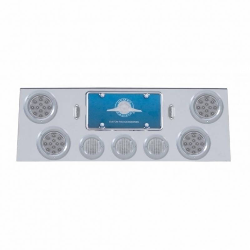 United Pacific SS Rear Center Panel With 4X 12 LED 4" Reflector Light & 3X 13 LED 2.5" Light & Bezel -Red LED/Clear Lens 34606
