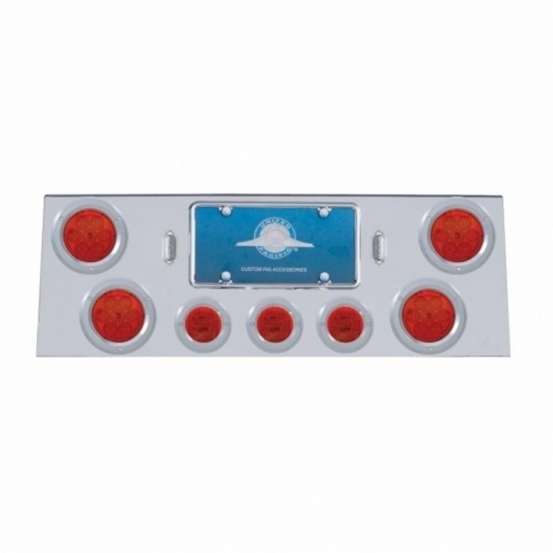 United Pacific SS Rear Center Panel With 4X 7 LED 4" Reflector Lights & 3X 13 LED 2.5" Lights -Red LED & Lens 34662