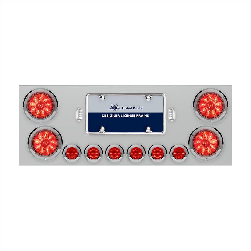 United Pacific SS Rear Center Panel With 4X 10 LED 4" Lights & 6X 9 LED 2" Lights -Red LED & Lens 34664