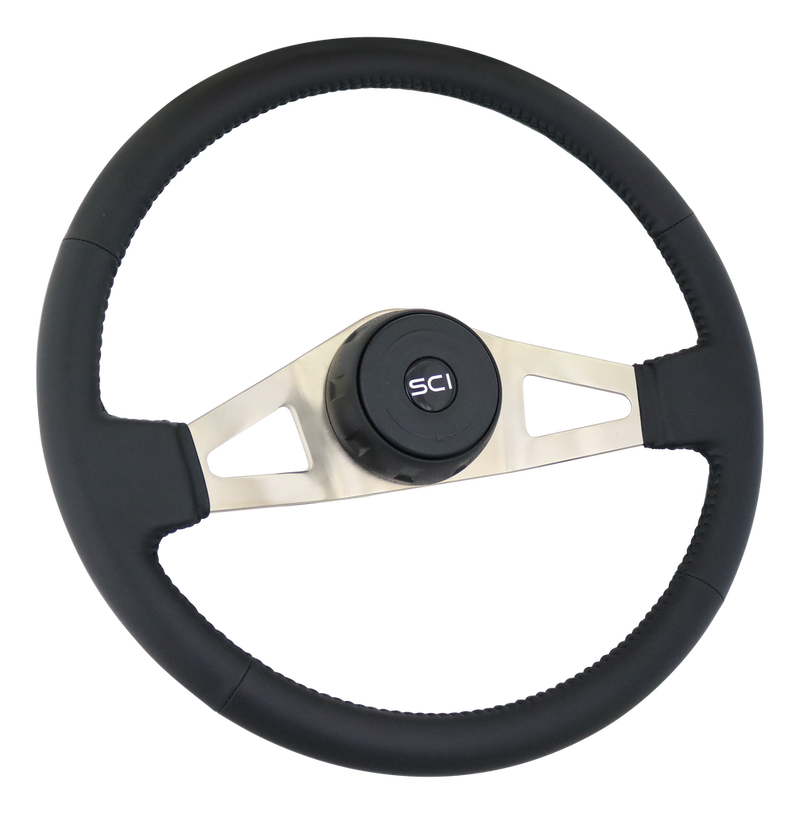 Steering Creations 18" Black Leather Steering Wheel- Marion