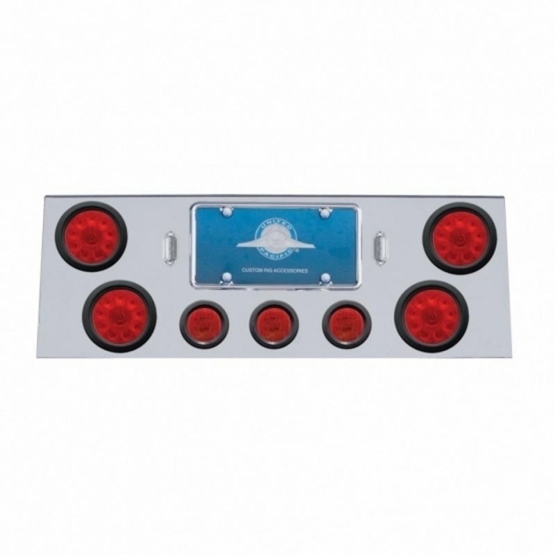 United Pacific SS Rear Center Panel With 4X 10 LED 4" Lights & 3X 13 LED 2.5" Lights -Red LED & Lens 34700