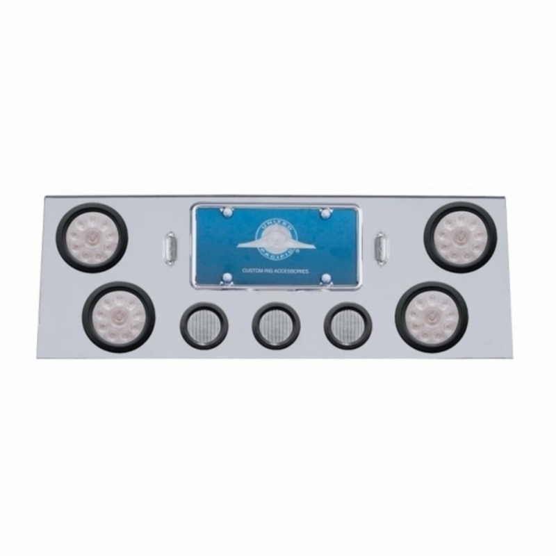 United Pacific SS Rear Center Panel With 4X 10 LED 4" Lights & 3X 13 LED 2.5" Lights -Red LED/Clear Lens 34702