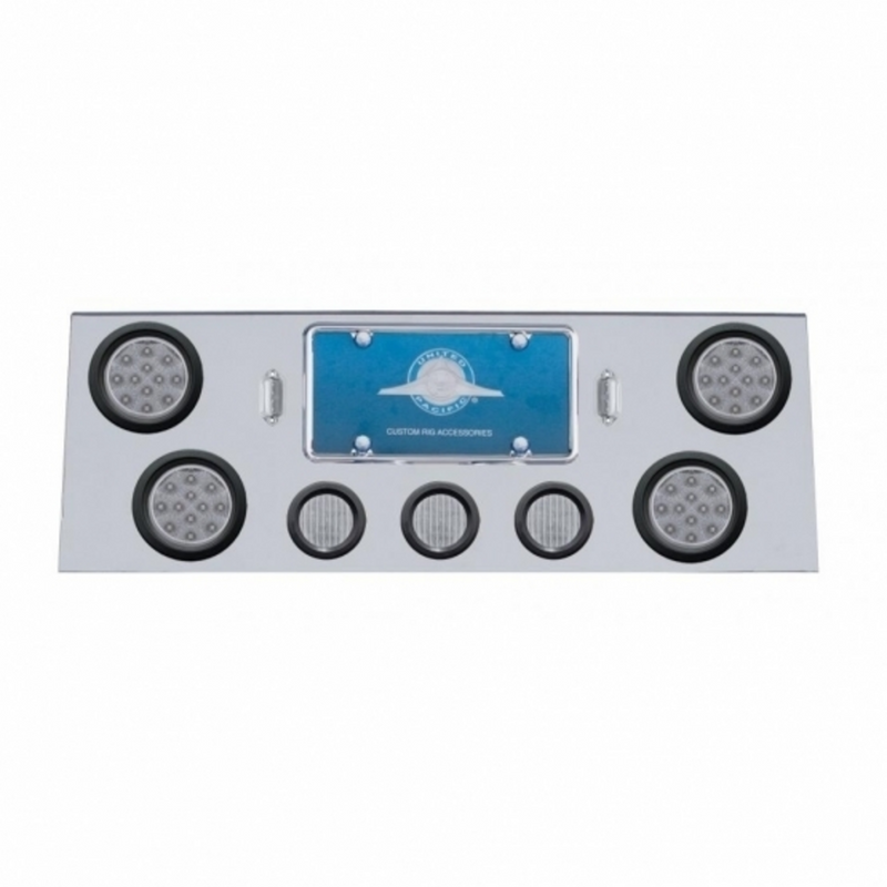 United Pacific SS Rear Center Panel With 4X 12 LED 4" Reflector Lights & 3X 13 LED 2.5" Lights -Red LED/Clear Lens 34706