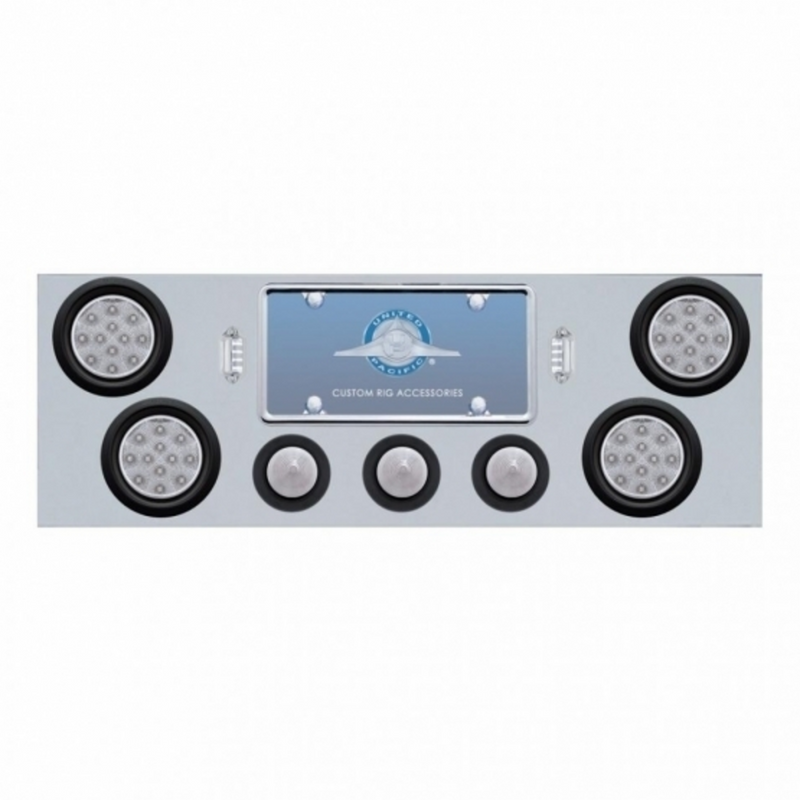 United Pacific SS Rear Center Panel With 4X 12 LED 4" Reflector Light & 3X 13 LED 2.5" Beehive Light -Red LED/Clear Lens 34707