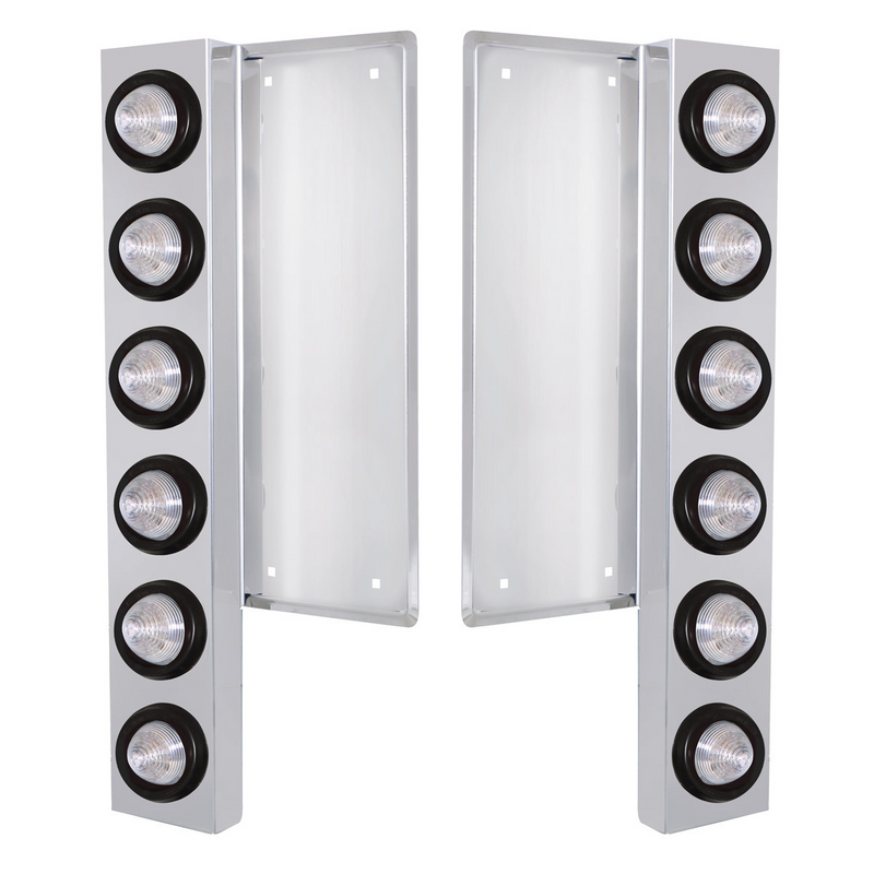 United Pacific FL SS Front Air Cleaner Bracket W/12X 9 LED 2" Beehive Lights -Amber LED/Clear Lens 34781