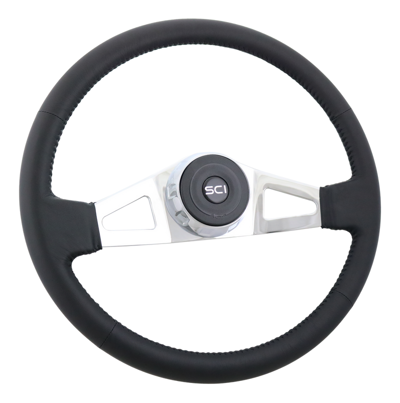 Steering Creations 18" Black Leather Steering Wheel- Manchester