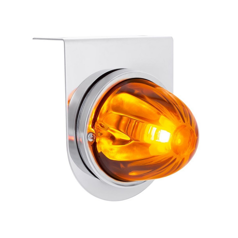 United Pacific UltraBurst Glass Watermelon Light With Stainless Steel Light Bracket Kit-Amber LED/Dark Amber Lens 35052