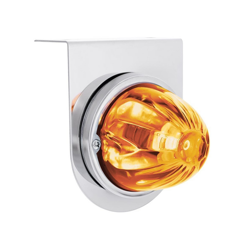 United Pacific UltraBurst Glass Watermelon Light With Stainless Steel Light Bracket Kit-Amber LED/Clear Lens 35053