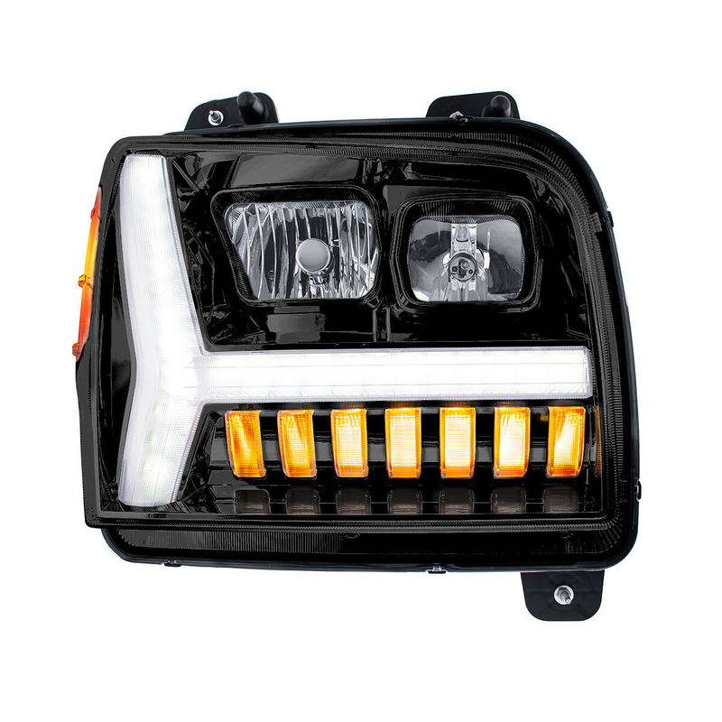 United Pacific Blackout Headlight With LED DRL Light Bar & Turn Signal For 2018-2024 Kenworth W990-Passenger 35133