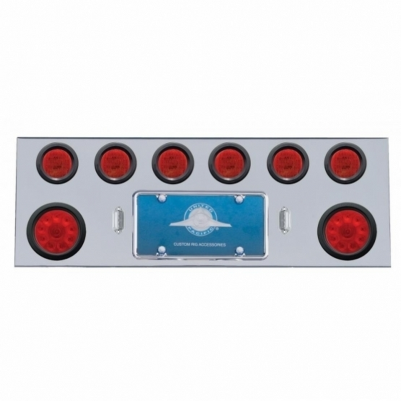United Pacific SS Rear Center Panel With 2X 10 LED 4" Lights & 6X 13 LED 2.5" Lights -Red LED & Lens 35257