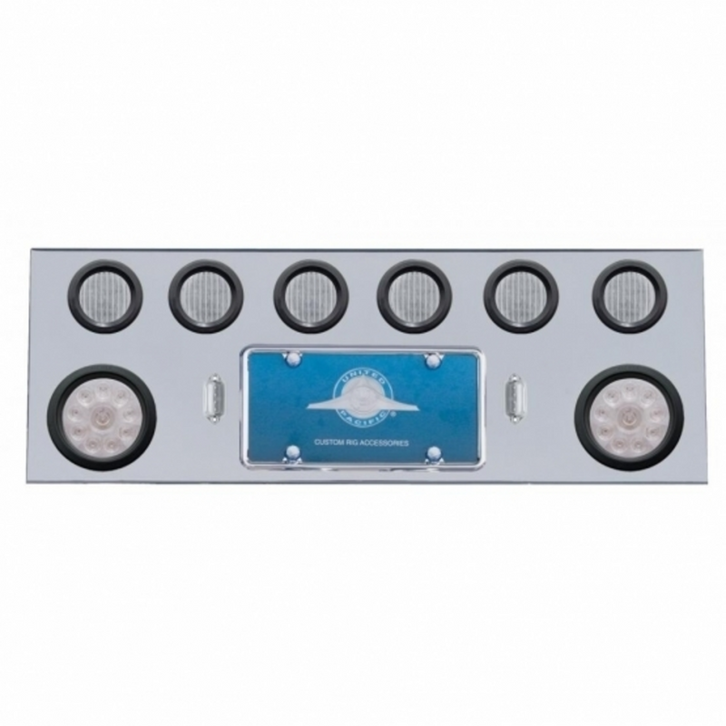 United Pacific SS Rear Center Panel With 2X 10 LED 4" Lights & 6X 13 LED 2.5" Lights -Red LED/Clear Lens 35258