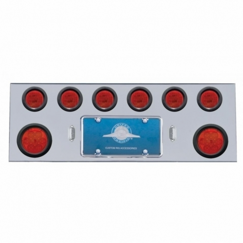 United Pacific SS Rear Center Panel With 2X 7 LED 4" Reflector Lights & 6X 13 LED 2.5" Lights -Red LED & Lens 35259