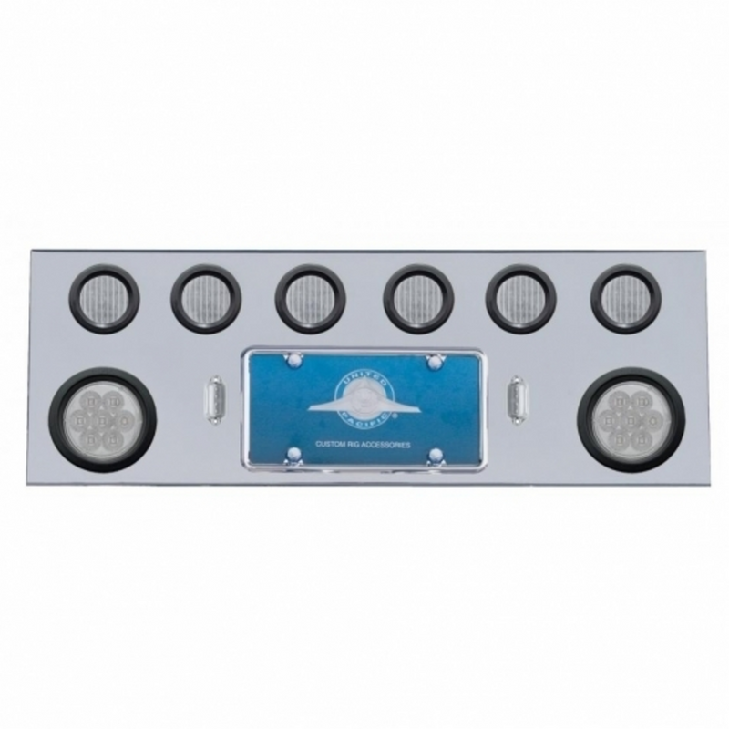 United Pacific SS Rear Center Panel With 2X 7 LED 4" Reflector Lights & 6X 13 LED 2.5" Lights -Red LED/Clear Lens 35260