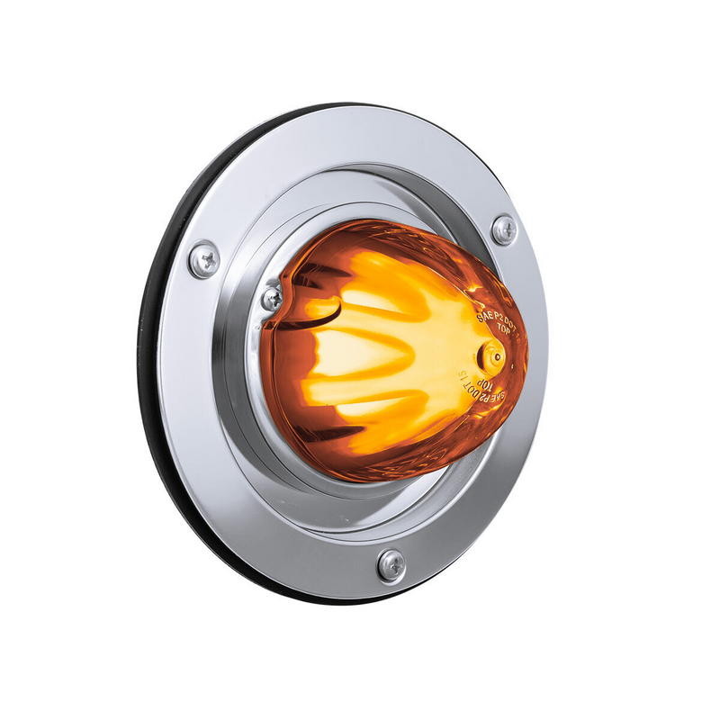 United Pacific 9 LED Dual Function GloLight Watermelon Sleeper Bunk Kit With 304 Stainless Steel Bezel-Amber LED/Amber Lens 35340