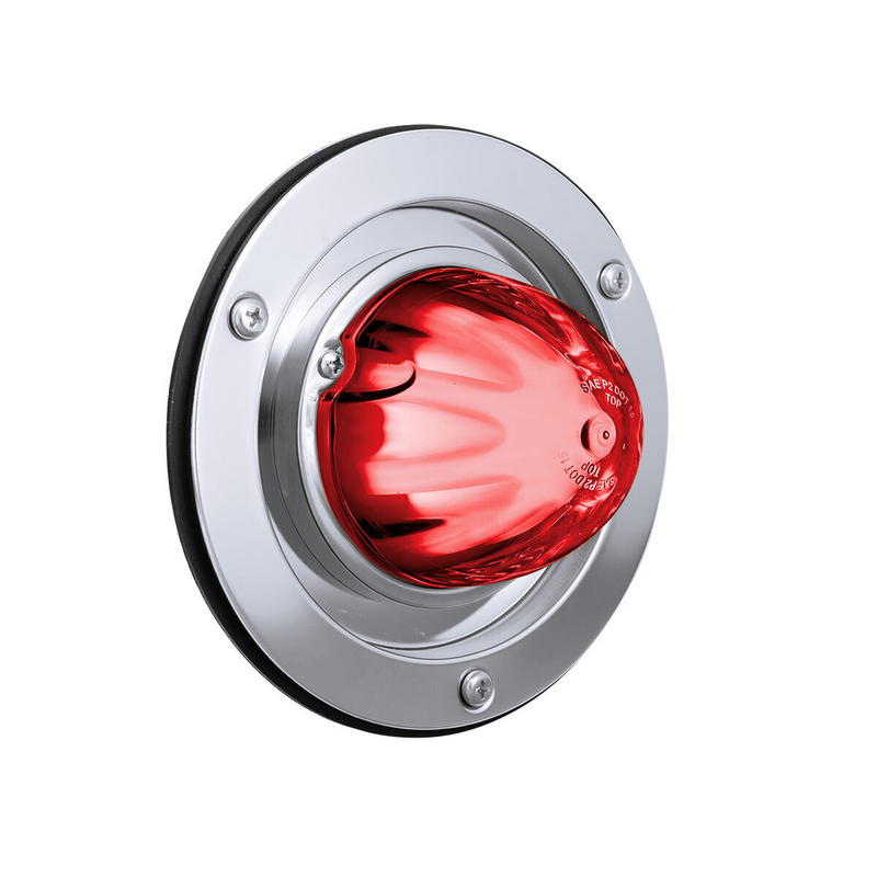 United Pacific 9 LED Dual Function GloLight Watermelon Sleeper Bunk Kit With 304 Stainless Steel Bezel-Red LED/Red Lens 35341