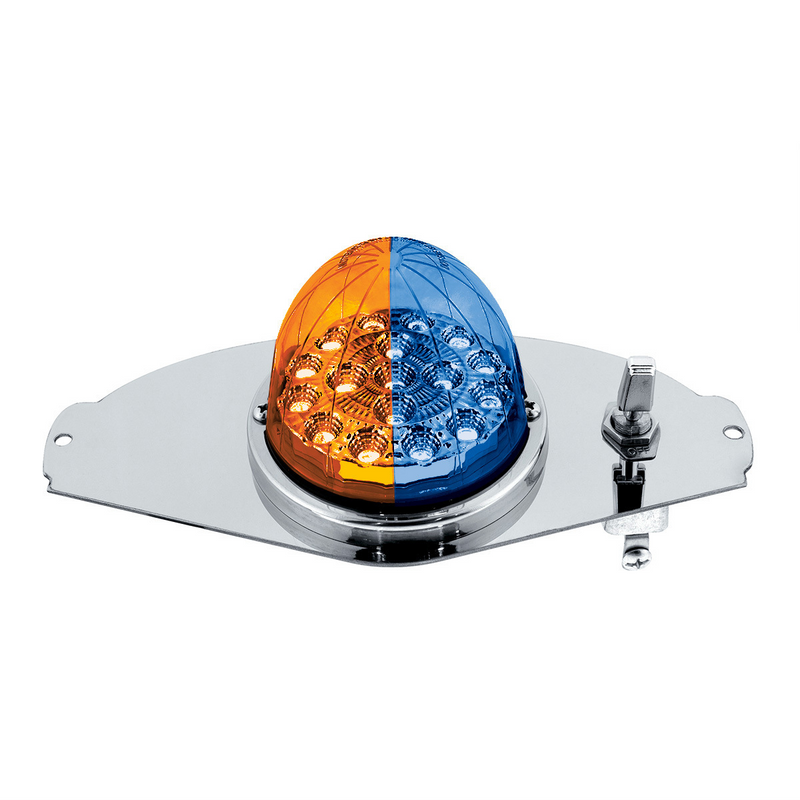United Pacific 304 SS Above Door Dome Light Kit W/ 17 LED Double Fury Watermelon For 2008-2017 FL Cascadia-Amber & Blue LED 35364