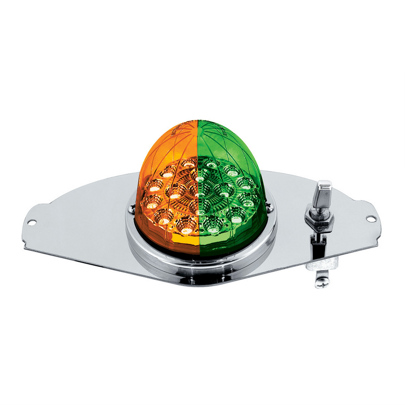 United Pacific 304 SS Above Door Dome Light Kit W/ 17 LED Double Fury Watermelon For 2008-2017 FL Cascadia-Amber & Green LED 35365