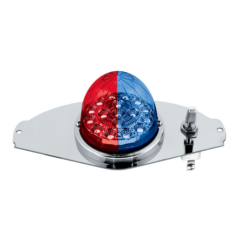 United Pacific 304 SS Above Door Dome Light Kit W/ 17 LED Double Fury Watermelon For 2008-2017 FL Cascadia-Red & Blue LED 35369