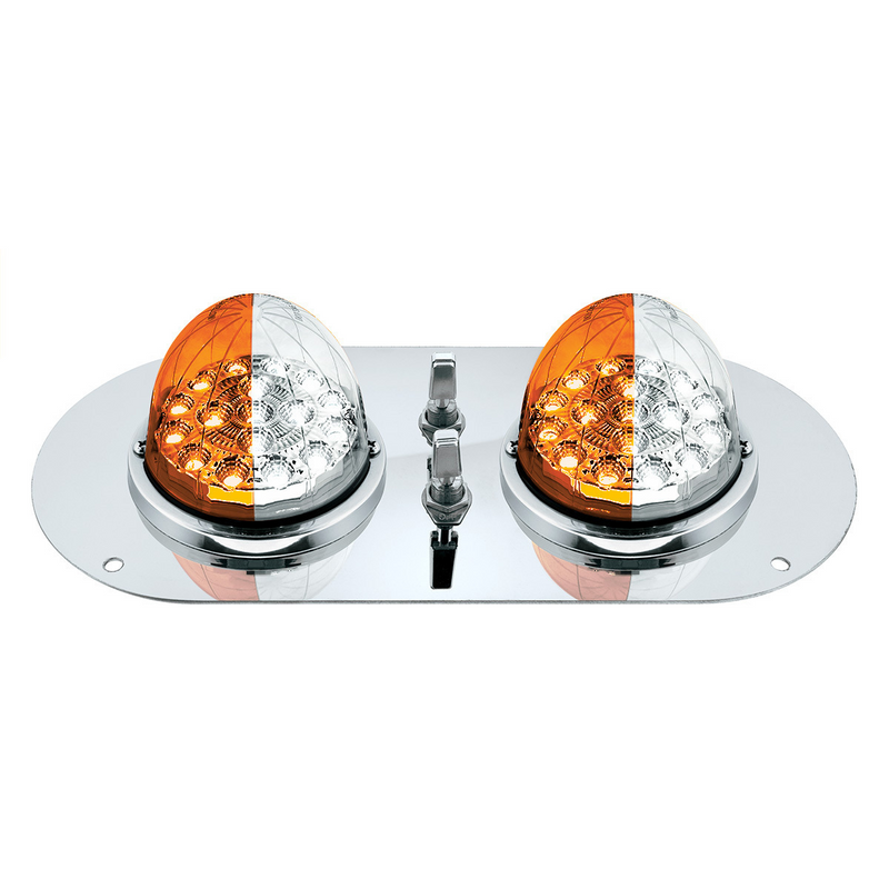 United Pacific 304 SS Above Door Dome Light Kit With 2 X 17 LED Double Fury Watermelon For KW & PB Trucks-Amber & White LED 35382