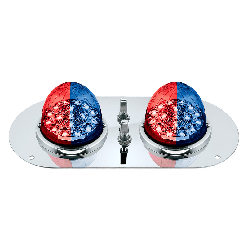 United Pacific 304 SS Above Door Dome Light Kit With 2 X 17 LED Double Fury Watermelon For KW & PB Trucks-Red & Blue LED 35383