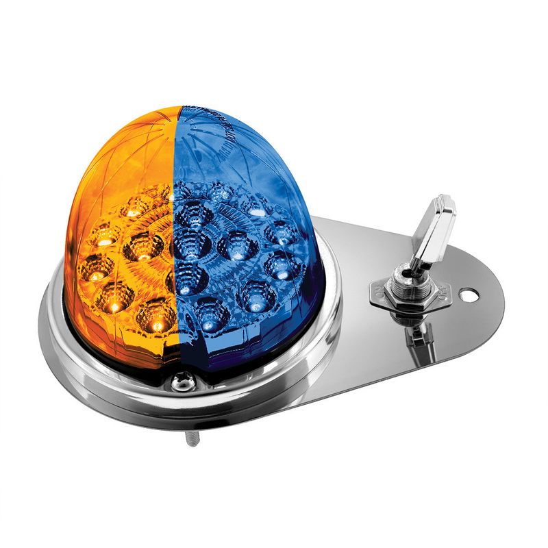 United Pacific 304 SS Above Door Dome Light Kit W/ 17 LED Double Fury Watermelon For 1994-2026 KW W900-Amber & Blue LED 35387