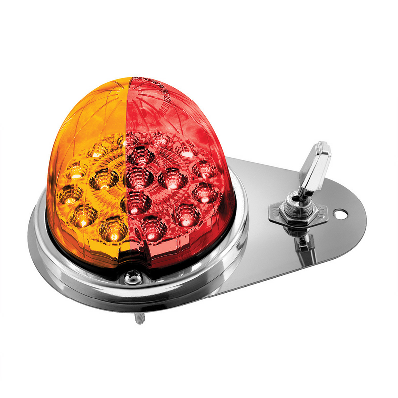 United Pacific 304 SS Above Door Dome Light Kit W/ 17 LED Double Fury Watermelon For 1994-2026 KW W900-Amber & Red LED 35390